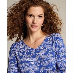 J.JILL paisley PIMA t-shirt SIZE LARGE PETITE chest is 40" BRAND NEW 3/4 sleeve